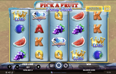 интерфейс Pick a Fruit Frosty Reels