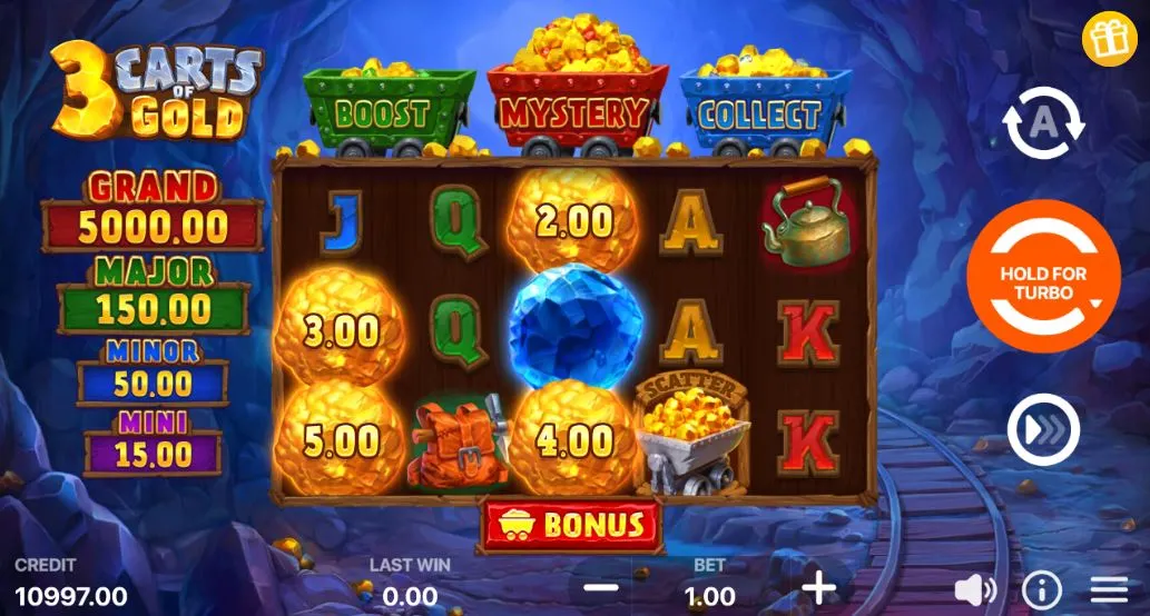 Игровой автомат 3 Carts of Gold: Hold and Win demo