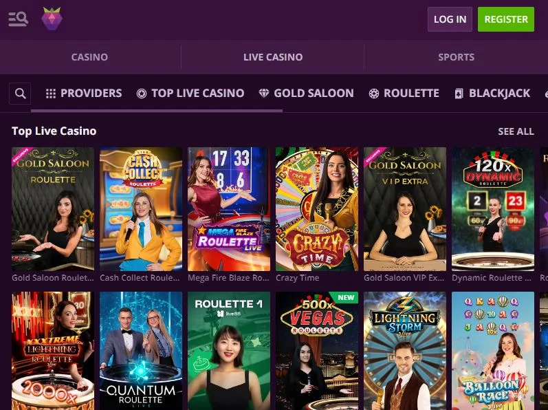 раздел с живыми диллерами