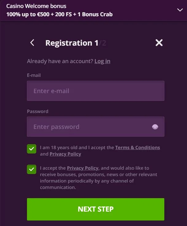 Регистрация и вход в Малина казино
